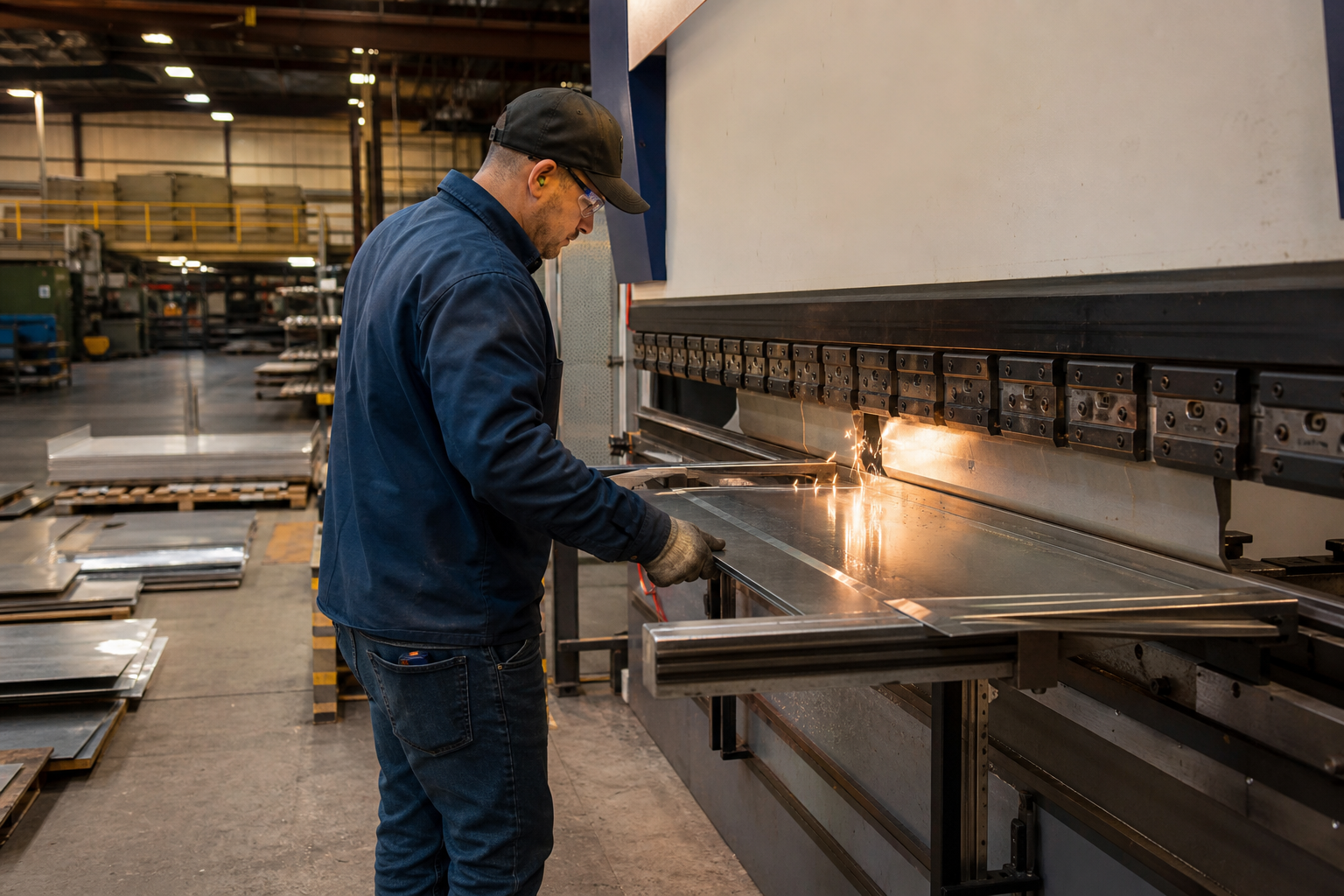 Worker at Press Brake